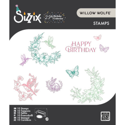 Sizzix - Stempelset "Birthday Blooms" Clear Stamps Design by Willow Wolfe