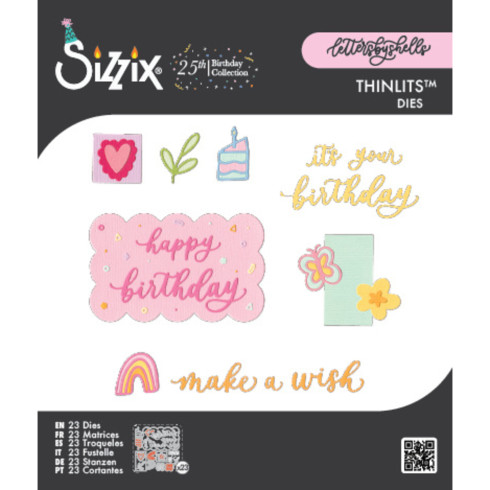 Sizzix - Stanzschablone "Birthday Doodles by Letters" Thinlits Craft Dies by Shells