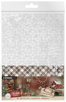 Preview: Studio Light - A5 Acetate Sheets "Plaid & Snow" Cottage Christmas - 6 Bogen
