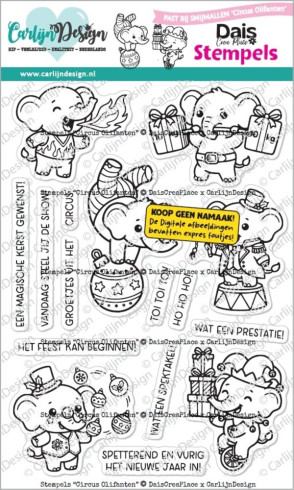 Preview: Carlijn Design - Stempelset "Circus Olifanten" Clear Stamps