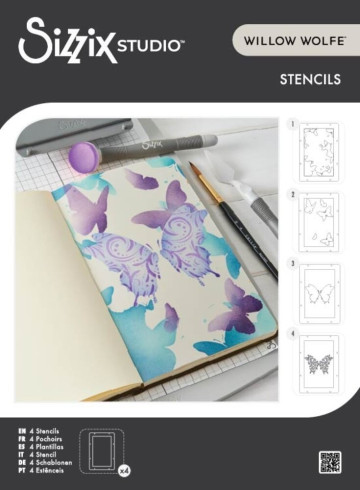 Preview: Sizzix - Schablone "Butterflies" Stencil Design by Willow Wolfe