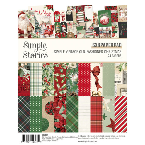 Preview: Simple Stories - Designpapier "Simple Vintage Old-Fashioned Christmas" Paper Pack 6x8 Inch - 24 Bogen