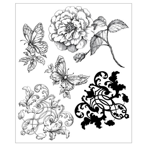 Preview: Sizzix - Stempelset "Ornamental Butterflies" Clear Stamps Design by Willow Wolfe