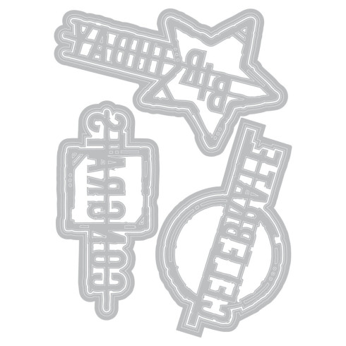 Preview: Sizzix - Stanzschablone "Word Wafers Birthday" Thinlits Craft Dies by Seth Apter