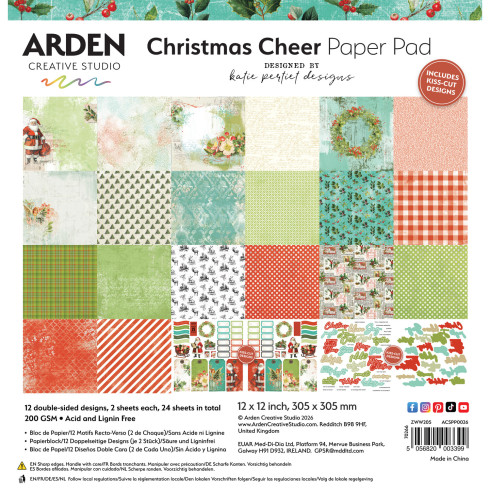 Arden Creative Studio - Designpapier "Christmas Cheer" by Katie Pertiet Paper Pack 12x12 Inch - 12 Bogen