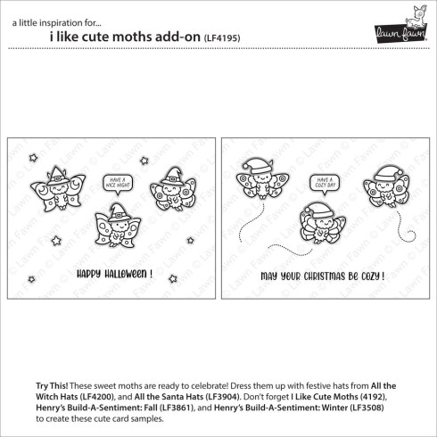 Preview: Lawn Fawn - Stempelset "I Like Cute Moths Add-On" Clear Stamp