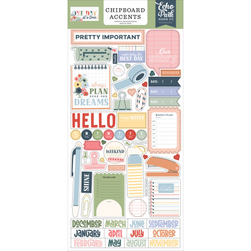 Echo Park - Sticker "One Day At A Time" Chipboard 6x13 Inch