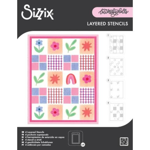 Sizzix - Schablone "Flowers & Stripe Pattern" Stencil Design by Letters by Shells