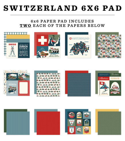 Preview: Carta Bella - Designpapier "Switzerland" Paper Pad 6x6 Inch - 24 Bogen