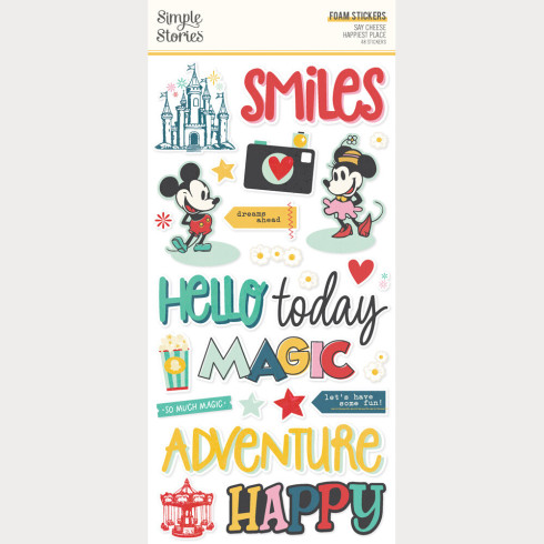 Preview: Simple Stories - Aufkleber "Say Cheese Happiest Place" Foam Sticker