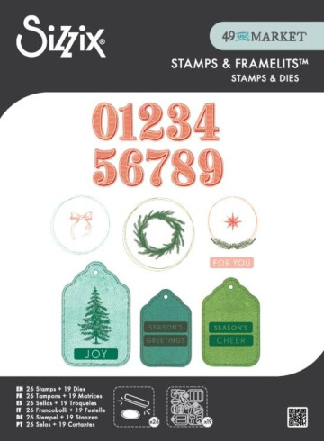 Preview: Sizzix - Stanzschablone & Stempelset "Holiday Tags" Thinlits Craft Dies & Clear Stamps by by 49 & Market
