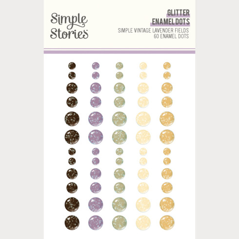 Simple Stories - Glitter Enamel Dots "Simple Vintage Lavender Fields" 60 Stück
