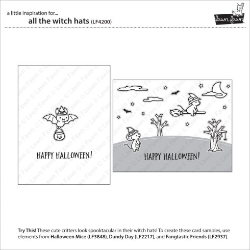 Preview: Lawn Fawn - Stempelset "All the Witch Hats" Clear Stamp