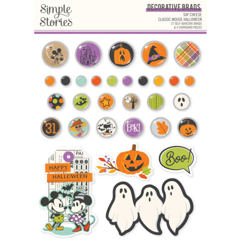 Simple Stories - Decorative Brads "Say Cheese Classic Mouse Halloween"