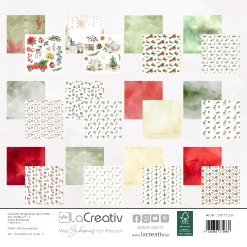 Preview: LaCreativ - Designpapier "Weihnachtsflora" Paper Pack 6x6" - 24 Bogen