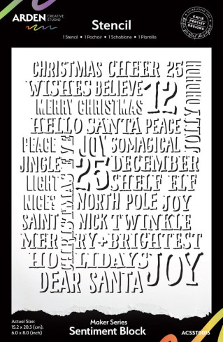 Preview: Arden Creative Studio - Schablone 6x8 Inch "Sentiment Block" by Katie Pertiet Stencil