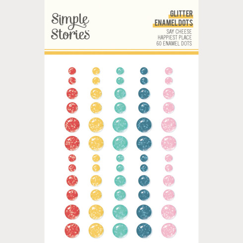 Simple Stories - Glitter Enamel Dots "Say Cheese Happiest Place" 60 Stück