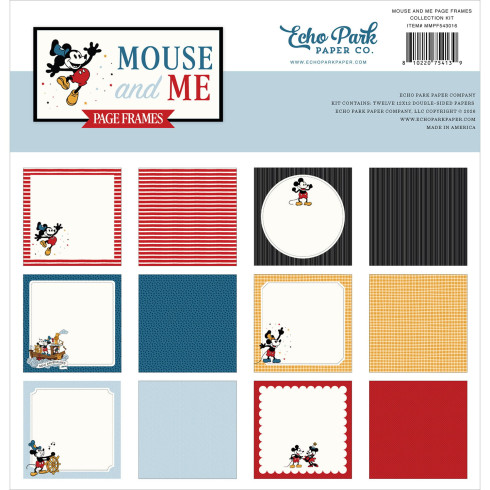 Echo Park - Designpapier "Mouse And Me Page Frames" Collection Kit 12x12 Inch - 12 Bogen