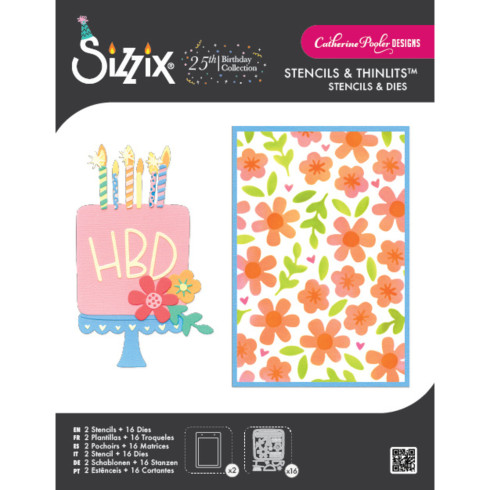 Sizzix - Schablone & Stanze "Let's Eat Cake!" Thinlits Die Set & Stencil by Catherine Pooler