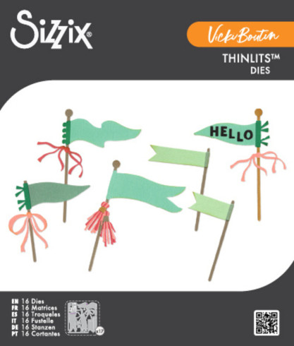 Preview: Sizzix - Stanzschablone "Layering Pennant Flags" Thinlits Craft Dies by Vicki Boutin