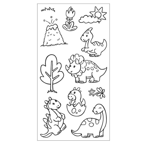 Preview: Sizzix - Stempelset & Stanzschablone "Dinosaur Adventures" Kid Create Clear Stamps Set & Framelits Die
