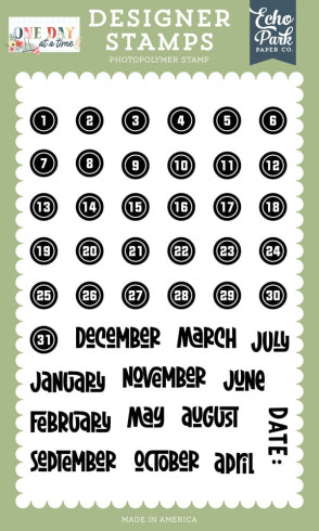 Preview: Echo Park - Stempelset "Date" Clear Stamps - One Day At A Time