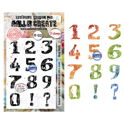 Preview: AALL and Create - Stempelset A6 "Dizzy Digits" Clear Stamps by Autour De Mwa & Co