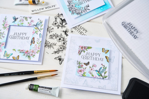 Sizzix - Stempelset "Birthday Blooms" Clear Stamps Design by Willow Wolfe