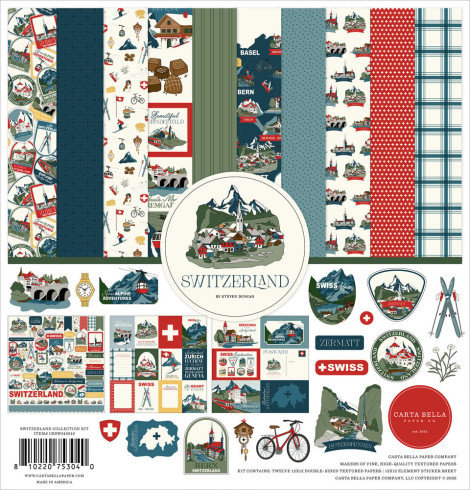 Preview: Carta Bella - Designpapier "Switzerland" Collection Kit 12x12 Inch - 12 Bogen