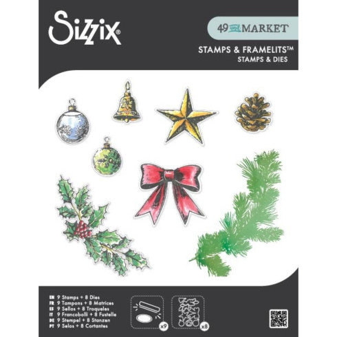 Sizzix - Stanzschablone & Stempelset "Build a Wreath" Thinlits Craft Dies & Clear Stamps by by 49 & Market