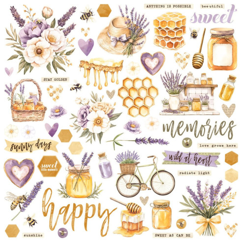 Preview: Simple Stories - Aufkleber "Simple Vintage Lavender Fields 12x12 Inch" Chipboard Pieces