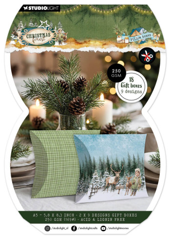 Preview: Studio Light - Papierblock für Geschenkboxen A5 "Pillow Boxes" Christmas Forest Gift Box Paper Pad - 18 Bogen