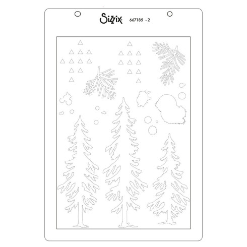 Preview: Sizzix - Stempel & Schablone "Outdoor Essentials" Stencil & Clear Stamps Design by 49 & Market