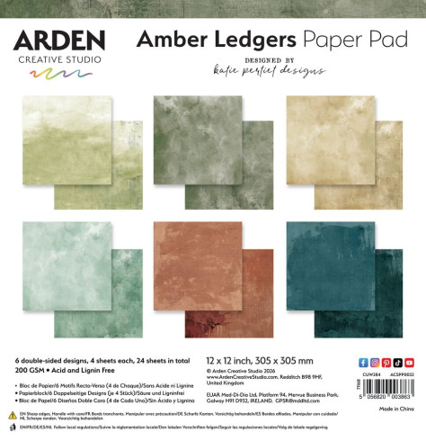 Preview: Arden Creative Studio - Designpapier "Amber Ledgers" Solids by Katie Pertiet Paper Pack 12x12 Inch - 12 Bogen