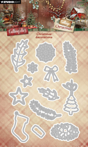 Preview: Studio Light - Stanzschablone "Christmas Decorations" Cottage Christmas Cutting Dies