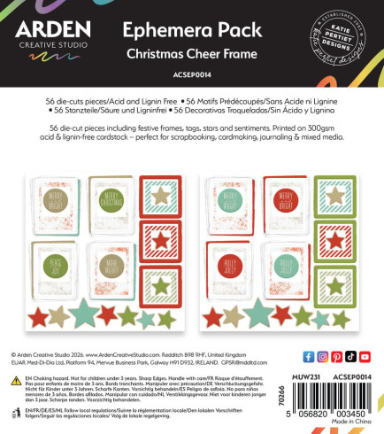 Preview: Arden Creative Studio - Stanzteile "Christmas Cheer" Ephemera Frame by Katie Pertiet