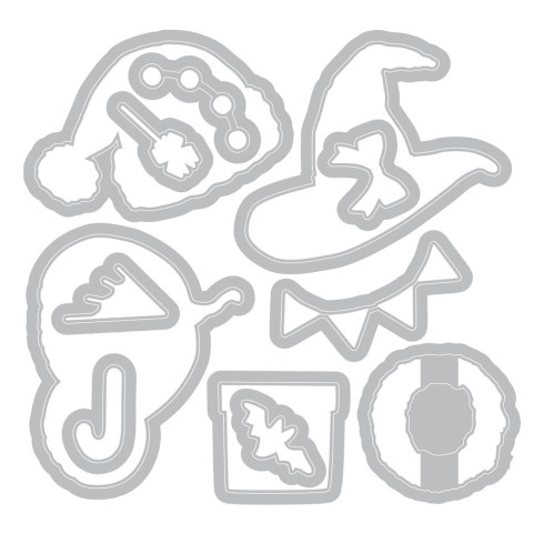 Preview: Sizzix - Stanzschablone & Stempelset "Holiday Drop" Thinlits Craft Dies & Clear Stamps by by 49 & Market