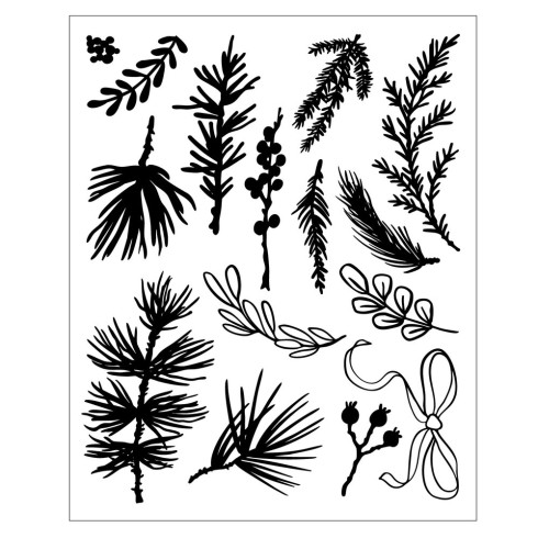 Preview: Sizzix - Stanzschablone & Stempelset "Winter Greenery" Thinlits Craft Dies & Clear Stamps by by Vicki Boutin