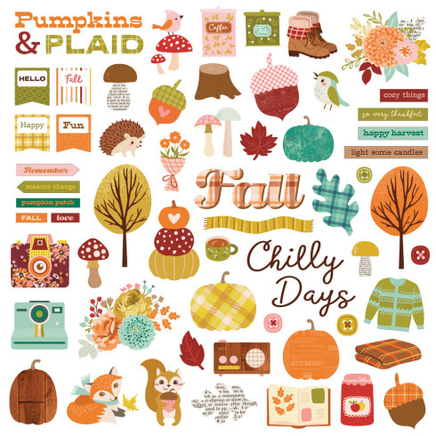 Preview: Simple Stories - Aufkleber "Pumpkins & Plaid" Chipboard Pieces