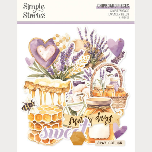 Simple Stories - Aufkleber "Simple Vintage Lavender Fields 12x12 Inch" Chipboard Pieces