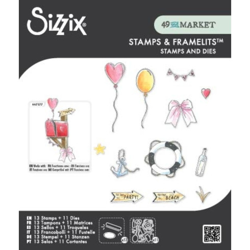 Sizzix - Stanzschablone & Stempelset "Sweet Drop" Thinlits Craft Dies & Clear Stamps by by 49 & Market