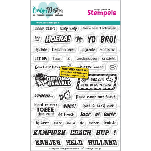 Carlijn Design - Stempelset "Jongens Teksten 1" Clear Stamps