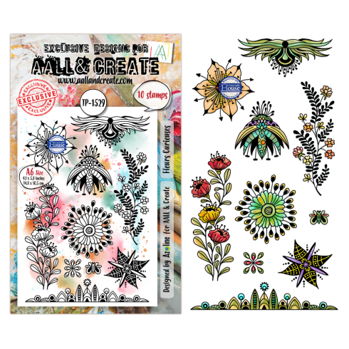 Preview: AALL and Create - Stempelset A6 "Fleurs Curieuses" Clear Stamps by Azoline