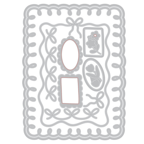 Preview: Sizzix - Stanzschablone "Loops, Bows & Frames" Thinlits Craft Dies by Letters by Shells