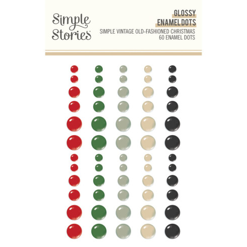 Preview: Simple Stories - Glossy Enamel Dots "Simple Vintage Old-Fashioned Christmas" 60 Stück