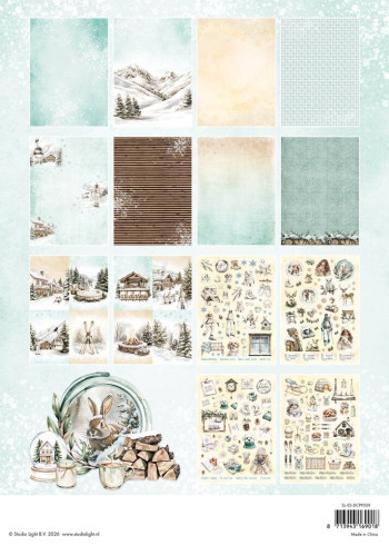 Preview: Studio Light - Stanzpapierbblock "Rustic Winter" Die Cut Paper Pad A4 - 28 Bogen