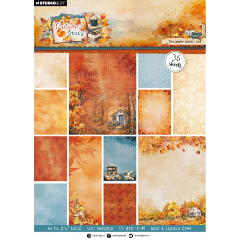 Studio Light - Designpapier "Autumn Story" Backgrounds Designer Paper Pad A4 - 36 Bogen