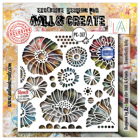 Preview: AALL and Create - Schablone 6x6 Inch "Coquelicots Jolis "Stencil by Azoline
