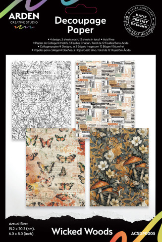 Preview: Arden Creative Studio - Decopatch Papier "Wicked Woods" by Katie Pertiet Decoupage Paper 6x8 Inch - 12 Bogen