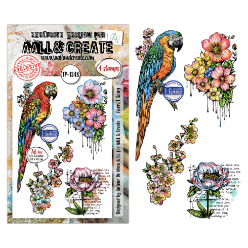 Preview: AALL and Create - Stempelset A6 "Parrot Song" Clear Stamps by Autour De Mwa & Co